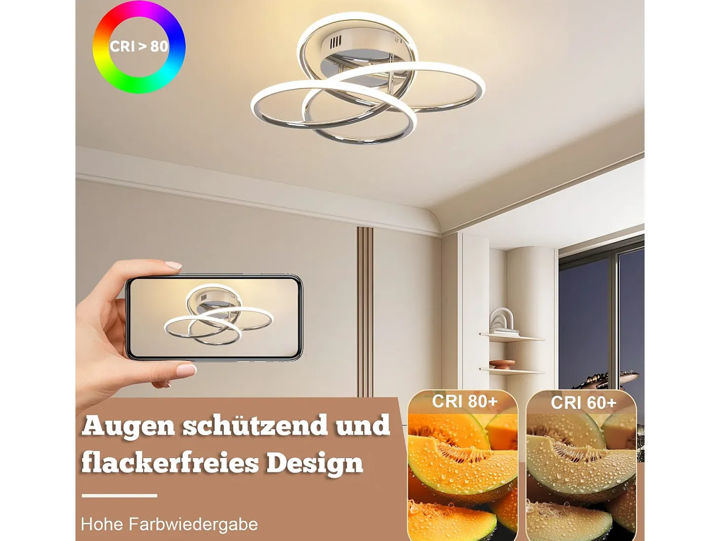 Lámpara de techo LED NETTLIFE para pasillo, regulable, con mando a distancia, diseño moderno en forma de mariposa, 36 cm, 44 W