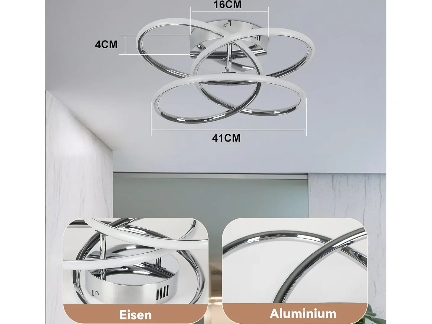 Lámpara de techo LED NETTLIFE para pasillo, regulable, con mando a distancia, diseño moderno en forma de mariposa, 36 cm, 44 W