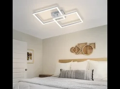Lámpara de techo LED Nettlife para dormitorio - Lámpara plateada de 24 W, blanco neutro 4000 K, ajustable, diseño moderno