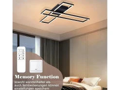 Lámpara de techo LED NETTLIFE de 42 W, color negro, moderna, regulable de forma continua, diseño rectangular, para salón, dormitorio, cocina u oficina.