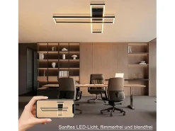 Lámpara de techo LED NETTLIFE de 42 W, color negro, moderna, regulable de forma continua, diseño rectangular, para salón, dormitorio, cocina u oficina.