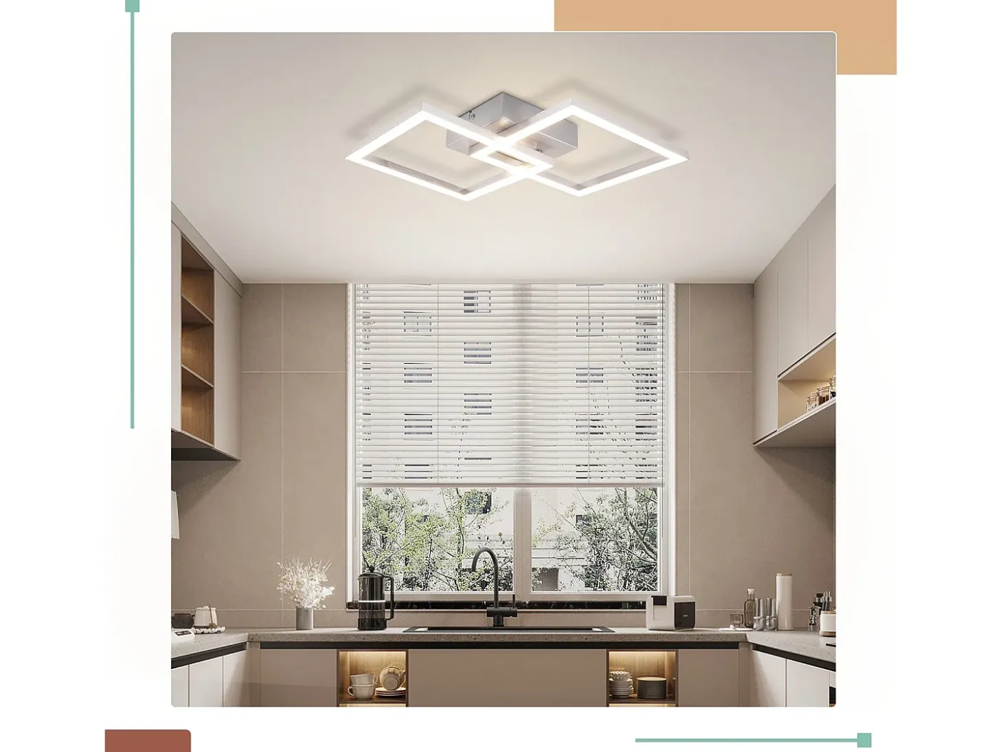 Lámpara de techo LED NETTLIFE para sala de estar, lámpara de techo para cocina de diseño moderno, lámpara para sala de estar de 24 W y 3000 K