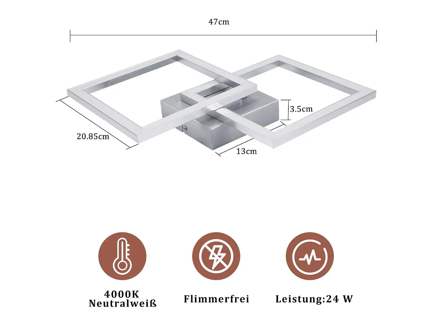 Lámpara de techo LED NETTLIFE para sala de estar, lámpara de techo para cocina de diseño moderno, lámpara para sala de estar de 24 W y 3000 K