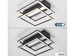 Lámpara de techo LED NETTLIFE para salón, 2 marcos, negra, moderna, cuadrada, regulable, ideal para pasillo