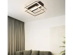 Lámpara de techo LED NETTLIFE para salón, 2 marcos, negra, moderna, cuadrada, regulable, ideal para pasillo