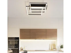 Lámpara de techo LED NETTLIFE para salón, 2 marcos, negra, moderna, cuadrada, regulable, ideal para pasillo