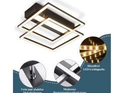 Lámpara de techo LED NETTLIFE para salón, 2 marcos, negra, moderna, cuadrada, regulable, ideal para pasillo