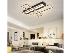 Lámpara de techo LED NETTLIFE para salón, negra, rectangular, regulable, diseño moderno