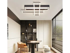 Lámpara de techo LED NETTLIFE para salón, negra, rectangular, regulable, diseño moderno