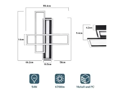 Lámpara de techo LED NETTLIFE para salón, negra, rectangular, regulable, diseño moderno