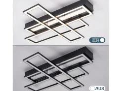 Lámpara de techo LED NETTLIFE para salón, negra, rectangular, regulable, diseño moderno