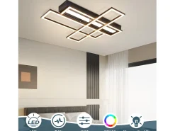 Lámpara de techo LED NETTLIFE para salón, negra, rectangular, regulable, diseño moderno
