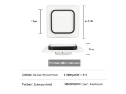 Lámpara de techo LED NETTLIFE para dormitorio, negra, 16W, acrílica, luz cálida, diseño moderno