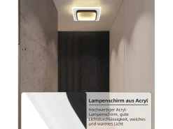 Lámpara de techo LED NETTLIFE para dormitorio, negra, 16W, acrílica, luz cálida, diseño moderno
