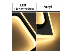 Lámpara de techo LED NETTLIFE para dormitorio, negra, 16W, acrílica, luz cálida, diseño moderno