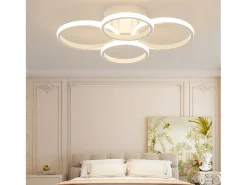 Lámpara de techo LED NETTLIFE, 4 anillos, regulable, blanca, 48 W, para salón