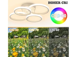 Lámpara de techo LED NETTLIFE, 4 anillos, regulable, blanca, 48 W, para salón