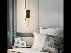 Lámpara de techo LED NETTLIFE para dormitorio, moderna, negra, 6 W, diseño ondulado, 3000 K, blanco cálido
