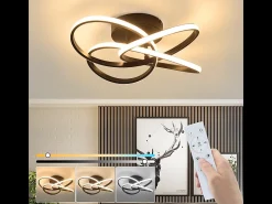Lámpara de techo LED NETTLIFE para dormitorio - 28 W, 3000 K, blanco cálido, lámpara de pasillo, lámpara de cocina moderna, diseño de flor de cuatro hojas