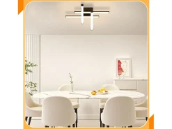 Lámpara de techo LED NETTLIFE para sala de estar, moderna, color negro, 24 W, diseño interior, 3000 K, blanco cálido