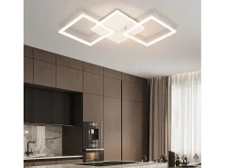 Lámpara de techo LED NETTLIFE para sala de estar, blanca, regulable, cuadrada, moderna, 32 W, con control remoto