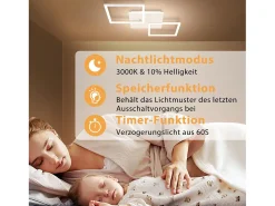 Lámpara de techo LED NETTLIFE para sala de estar, blanca, regulable, cuadrada, moderna, 32 W, con control remoto