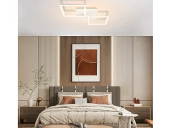 Lámpara de techo LED NETTLIFE para sala de estar, blanca, regulable, cuadrada, moderna, 32 W, con control remoto