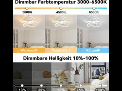 Lámpara de techo LED NETTLIFE para dormitorio - 28 W, 3000 K, blanco cálido, lámpara de pasillo, lámpara de cocina moderna, diseño de flor de cuatro hojas
