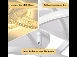 Lámpara de techo LED NETTLIFE para dormitorio - 28 W, 3000 K, blanco cálido, lámpara de pasillo, lámpara de cocina moderna, diseño de flor de cuatro hojas