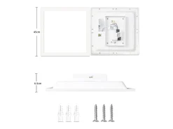 Lámpara de techo LED para sala de estar, panel blanco plano, 60 x 60 cm, 40 W, rectangular, 3000 K