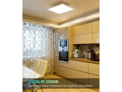 Lámpara de techo LED para sala de estar, panel blanco plano, 60 x 60 cm, 40 W, rectangular, 3000 K