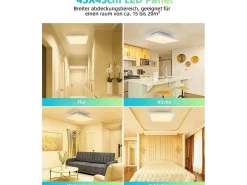 Lámpara de techo LED para sala de estar, panel blanco plano, 60 x 60 cm, 40 W, rectangular, 3000 K