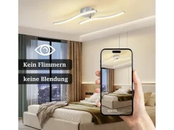 Lámpara de techo LED plateada Nettlife, lámpara de techo de diseño de ondas modernas de 12 W, blanco cálido de 3000 K, luminaria para sala de estar