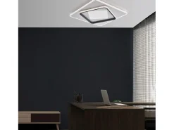 Lámpara de techo Lulù en metal y aluminio lacado en blanco y negro con LED CCT integrado + mando a distancia H.6 Ø50 BL318-PBC