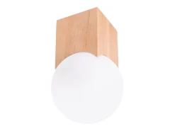 Lámpara de techo Lumivere minimalista de madera/vidrio - 1 fuentes luminosas 3000K - L.12 x A.19 cm - madera natural/blanco