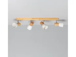 Lámpara de Techo Madera y Metal 4 Focos Tautau Blanco