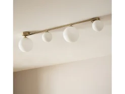 Lámpara de Techo Metal y Cristal Moonlight Brass 4 Focos Blanco