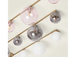 Lámpara de Techo Metal y Cristal Moonlight Brass 4 Focos Rosa