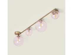 Lámpara de Techo Metal y Cristal Moonlight Brass 4 Focos Rosa