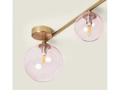 Lámpara de Techo Metal y Cristal Moonlight Brass 4 Focos Rosa