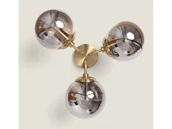 Lámpara de Techo Metal y Cristal Moonlight Brass 3 Focos Gris Humo