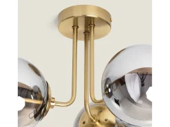 Lámpara de Techo Metal y Cristal Moonlight Brass 3 Focos Gris Humo