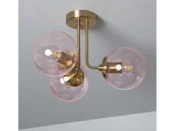 Lámpara de Techo Metal y Cristal Moonlight Brass 3 Focos Rosa