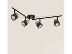Lámpara de Techo Metal y Corcho Cuatro Focos Liksy Negro