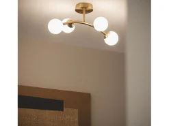 Lámpara de Techo Metal y Cristal Moonlight Brass Ovo 4 Focos Dorado