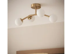 Lámpara de Techo Metal y Cristal Moonlight Brass Ovo 4 Focos Dorado