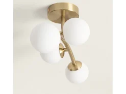 Lámpara de Techo Metal y Cristal Moonlight Brass Ovo 4 Focos Dorado