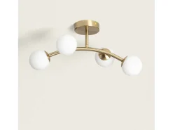 Lámpara de Techo Metal y Cristal Moonlight Brass Ovo 4 Focos Dorado