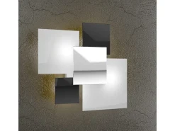Lámpara de techo moderna 1088/45-NE, cristal blanco y negro, 4 luces G9
