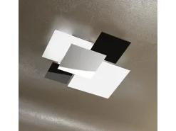 Lámpara de techo moderna 1088/70-NE, cristal blanco y negro, 4 bombillas E27
